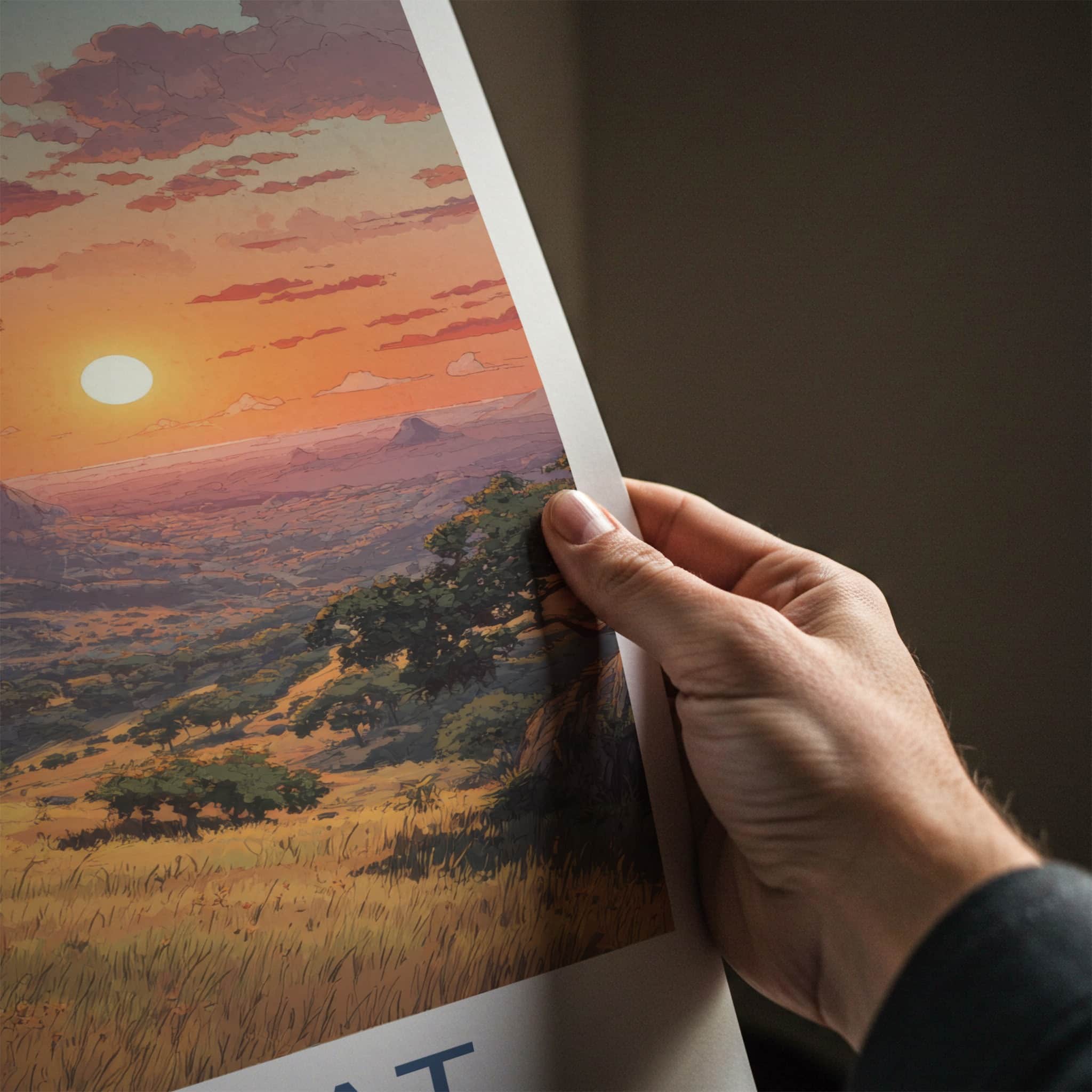 Gujarat Poster - India Golden Sunset Hills Wall Decor