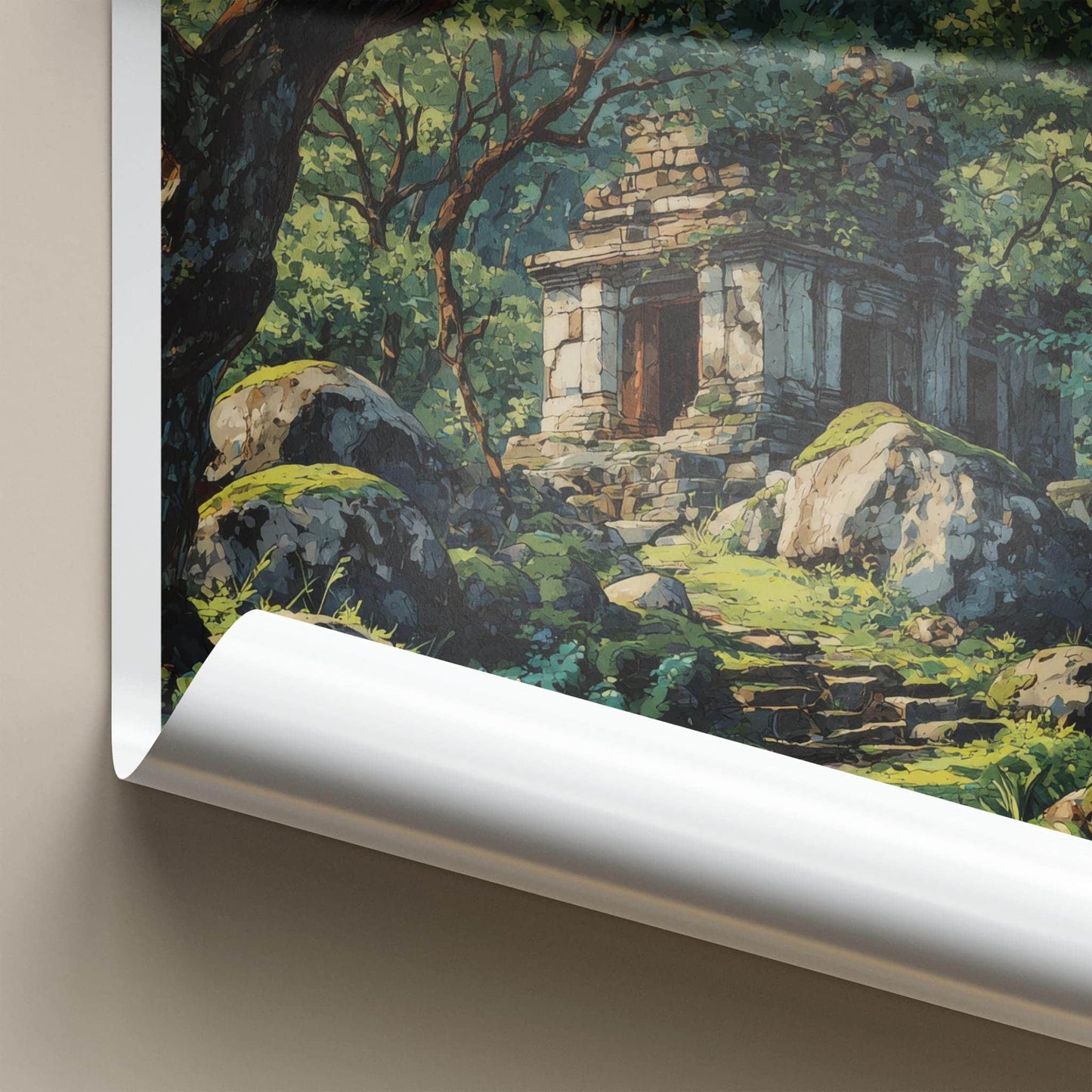 Gujarat Poster - India Travel Art - Gujarat Ancient Forest Temple Wall Decor