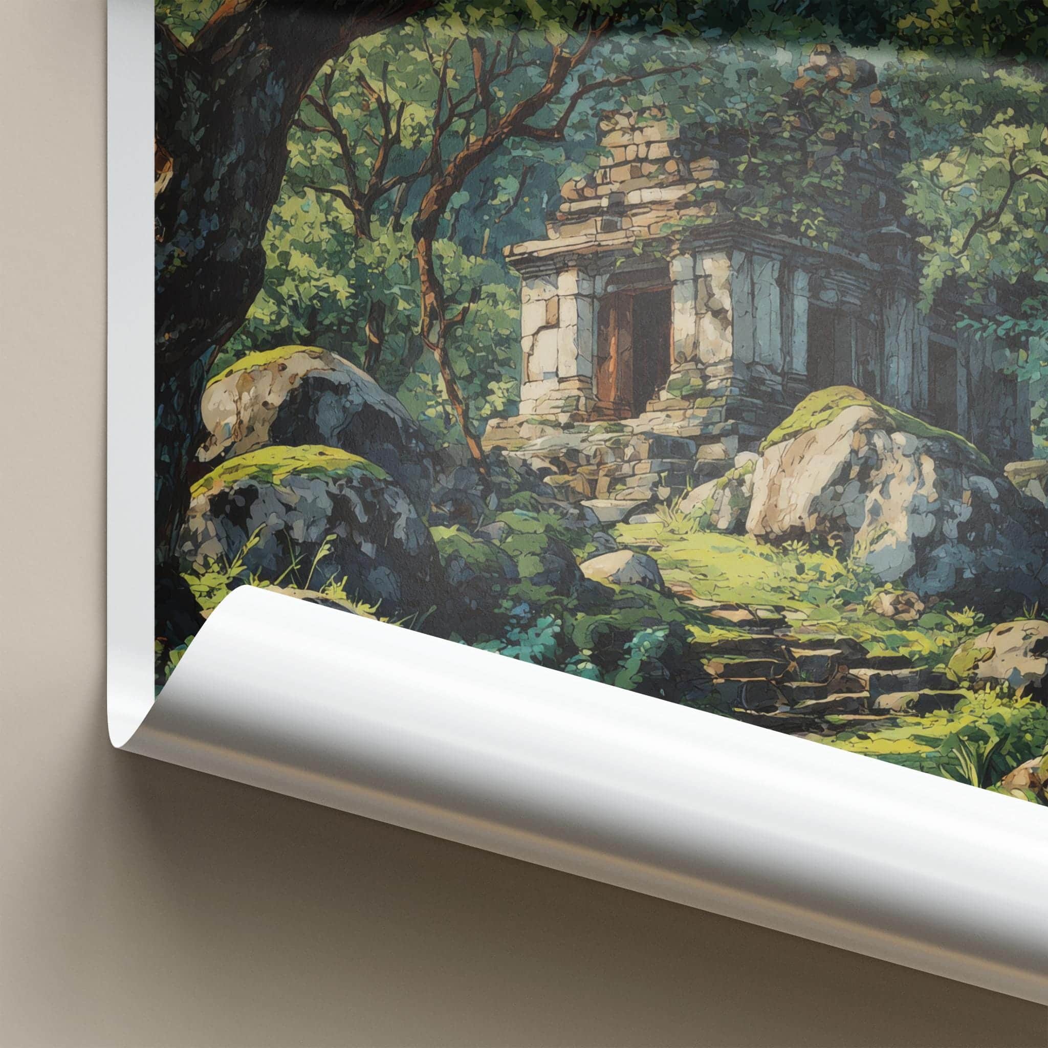 Gujarat Poster - India Travel Art - Gujarat Ancient Forest Temple Wall Decor