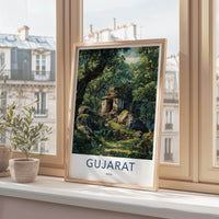 Gujarat Poster - India Travel Art - Gujarat Ancient Forest Temple Wall Decor