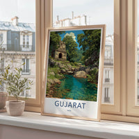 Gujarat Poster - India Travel Art - Gujarat Ancient Stone Ruins Home Decor