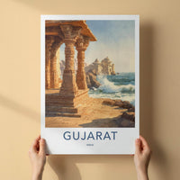 Gujarat Poster - India Travel Art - Gujarat Coastal Temple Ruins Wall Decor