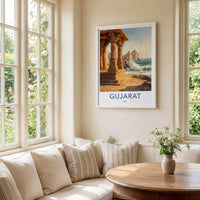 Gujarat Poster - India Travel Art - Gujarat Coastal Temple Ruins Wall Decor