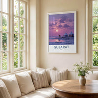 Gujarat Poster - India Travel Art - Gujarat Purple Sky Camel Wall Decor