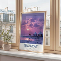 Gujarat Poster - India Travel Art - Gujarat Purple Sky Camel Wall Decor