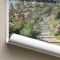 Gujarat Poster - India Travel Art - Gujarat Steep Temple Steps Wall Decor
