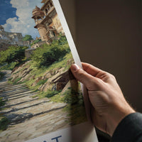 Gujarat Poster - India Travel Art - Gujarat Steep Temple Steps Wall Decor