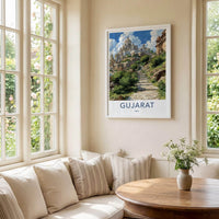 Gujarat Poster - India Travel Art - Gujarat Steep Temple Steps Wall Decor