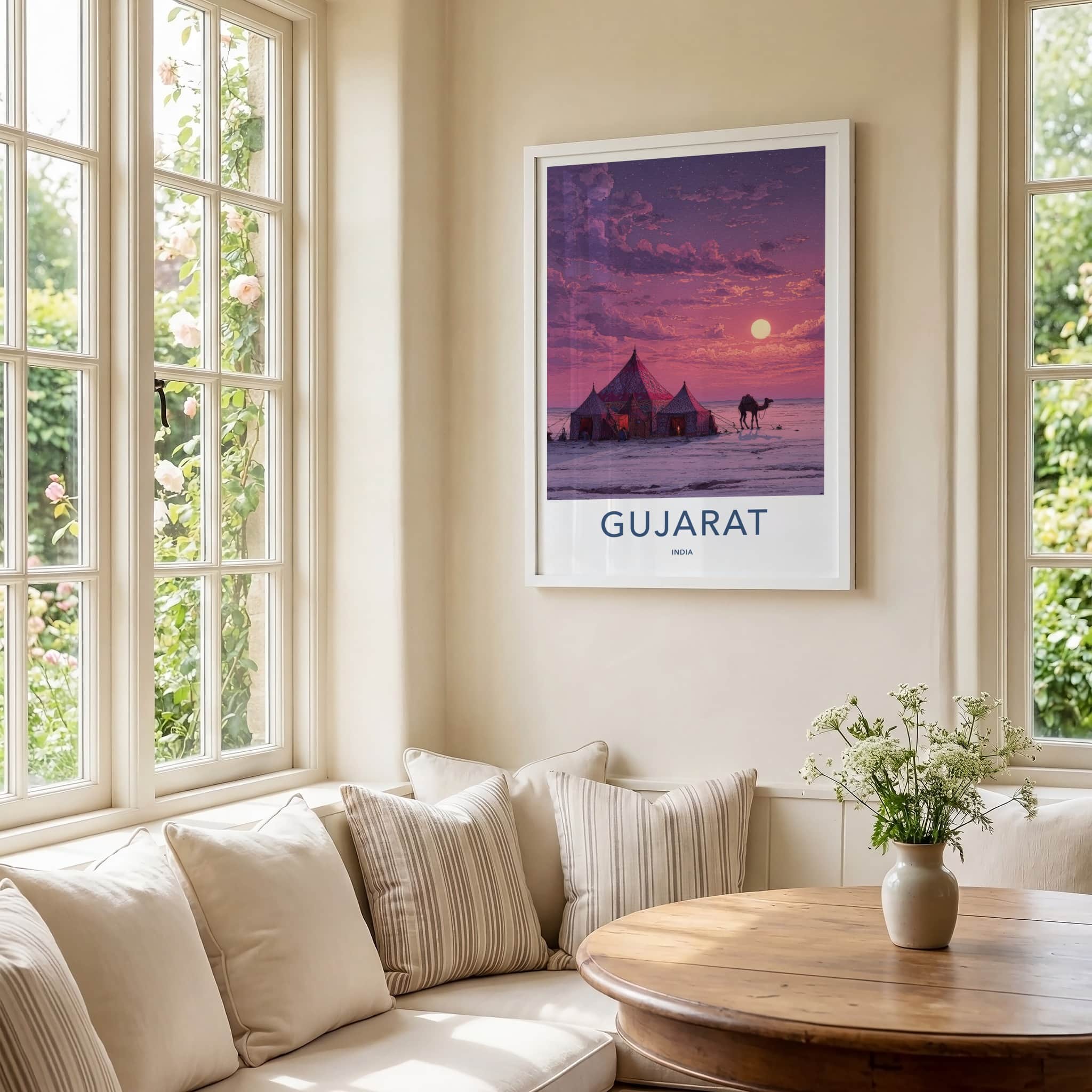 Gujarat Poster - India Travel Art - Rann Kutch Camp Home Decor