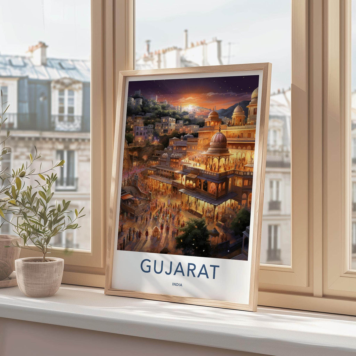 Gujarat Wall Art - Framed Cityscape Poster Featuring Indian