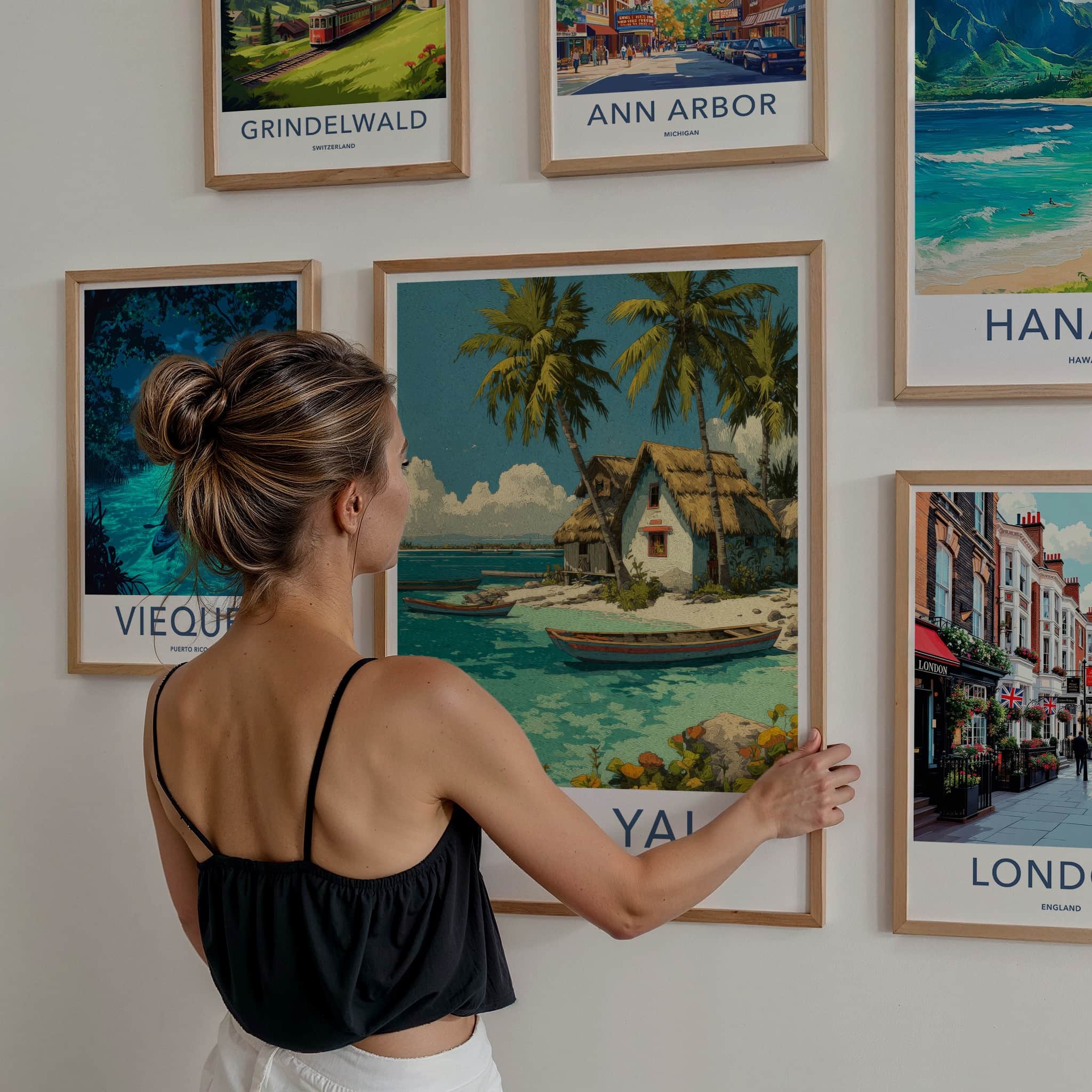 Guna Yala Poster - Panama Fine Art - Beach Huts Boats Home Decor