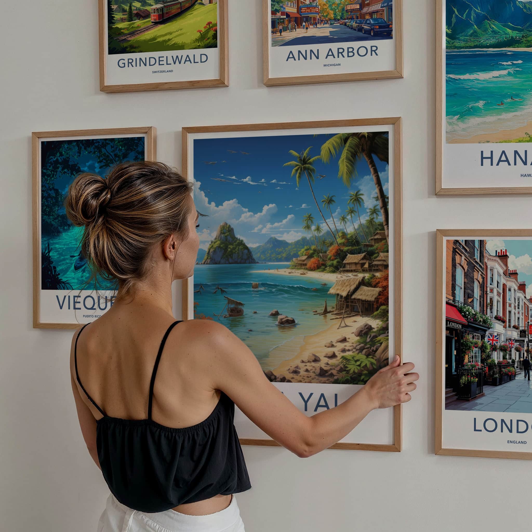 Guna Yala Poster - Panama Travel Art - Tropical Beach Huts Home Decor