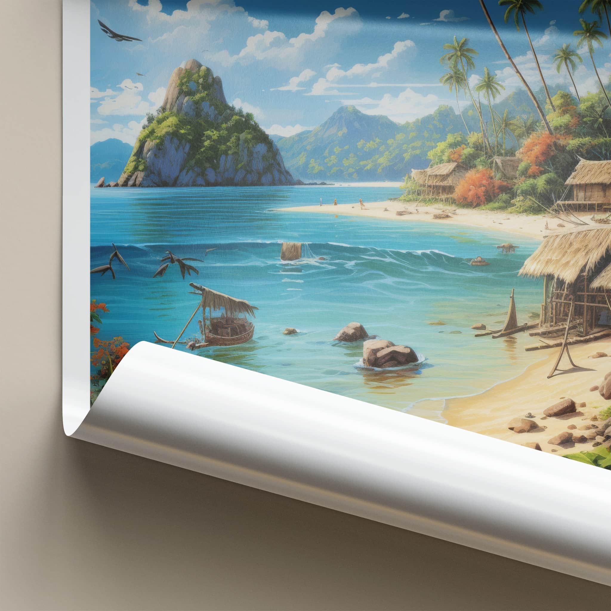 Guna Yala Poster - Panama Travel Art - Tropical Beach Huts Home Decor