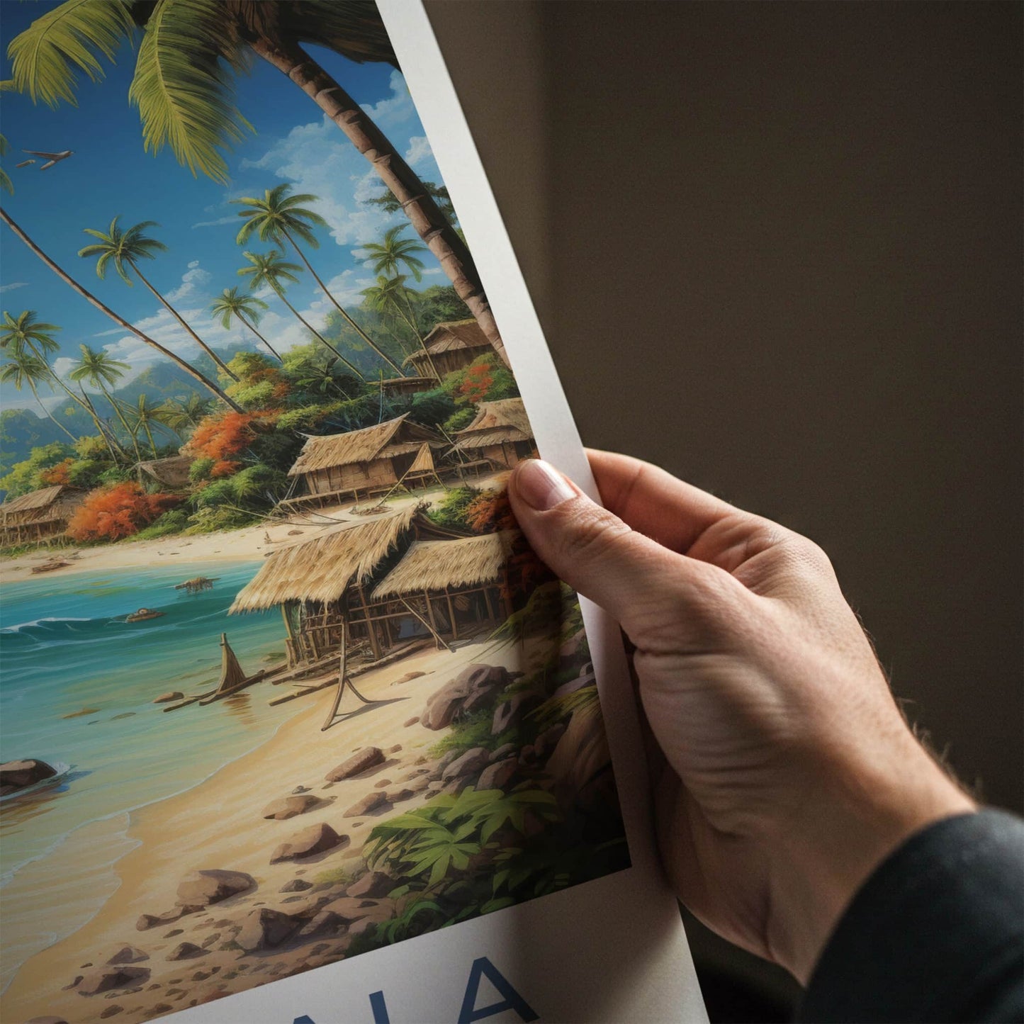 Guna Yala Poster - Panama Travel Art - Tropical Beach Huts Home Decor