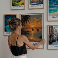 Guna Yala Poster - Panama Travel Art - Tropical Sunset Boats Home Decor