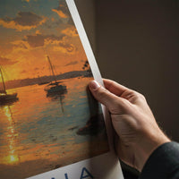 Guna Yala Poster - Panama Travel Art - Tropical Sunset Boats Home Decor