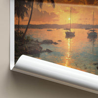 Guna Yala Poster - Panama Travel Art - Tropical Sunset Boats Home Decor