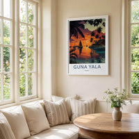 Guna Yala Poster - Panama Travel Art - Vibrant Tropical Sunset Home Decor