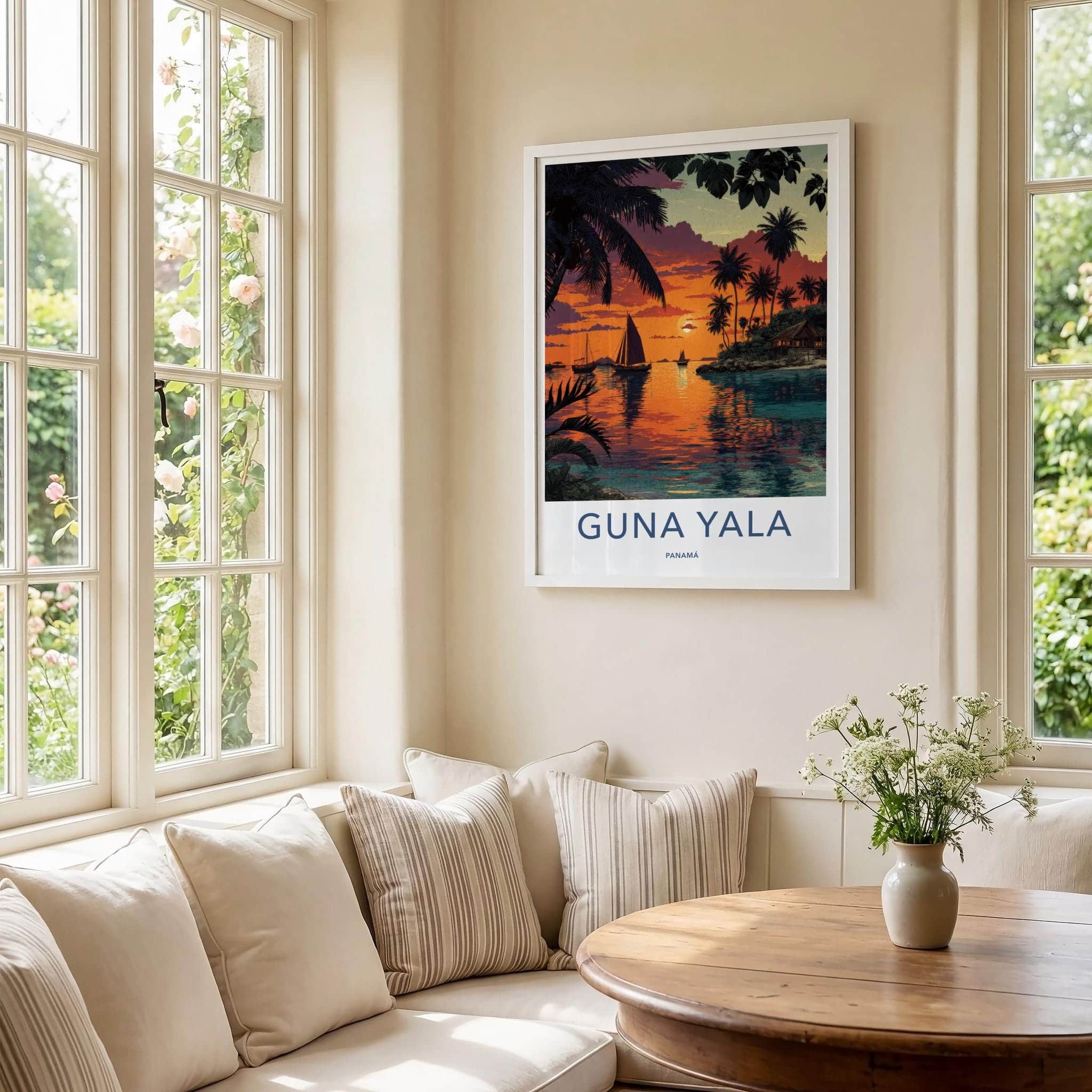 Guna Yala Poster - Panama Travel Art - Vibrant Tropical Sunset Home Decor