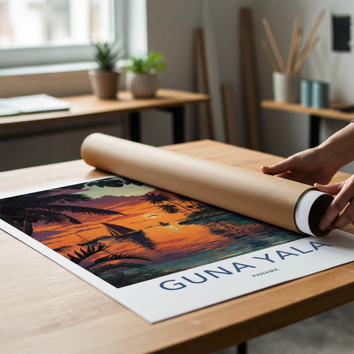 Guna Yala Poster - Panama Travel Art - Vibrant Tropical Sunset Home Decor