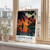 Guna Yala Poster - Panama Travel Art - Vibrant Tropical Sunset Home Decor