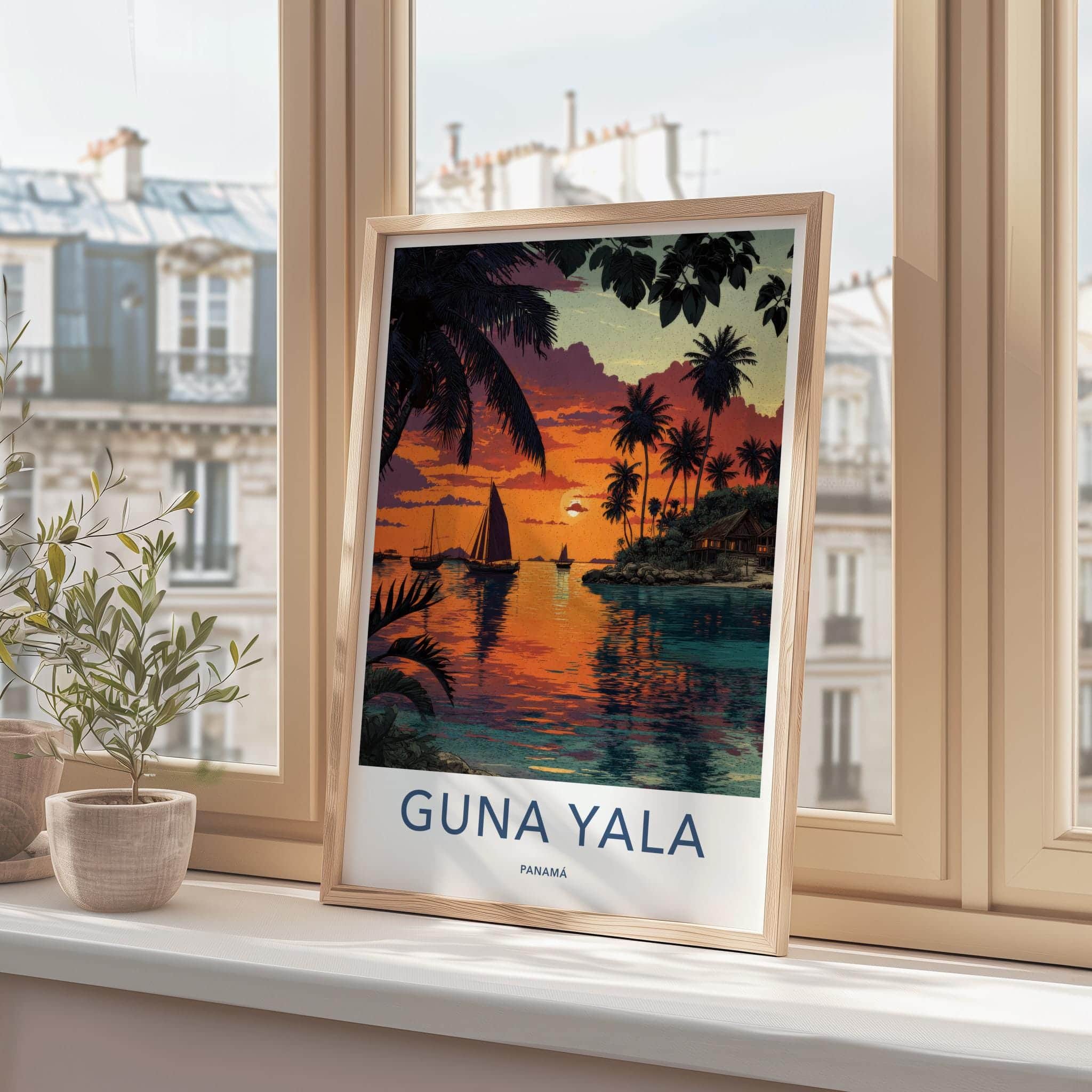 Guna Yala Poster - Panama Travel Art - Vibrant Tropical Sunset Home Decor