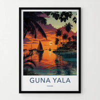 Guna Yala Poster - Panama Travel Art - Vibrant Tropical Sunset Home Decor