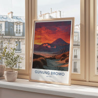 Gunung Bromo Poster - Indonesia Scenic Art - Fiery Volcanic Landscape Room Decor