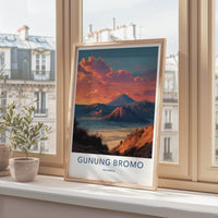Gunung Bromo Poster - Indonesia Travel Art - Volcanic Peaks Sunset Wall Decor