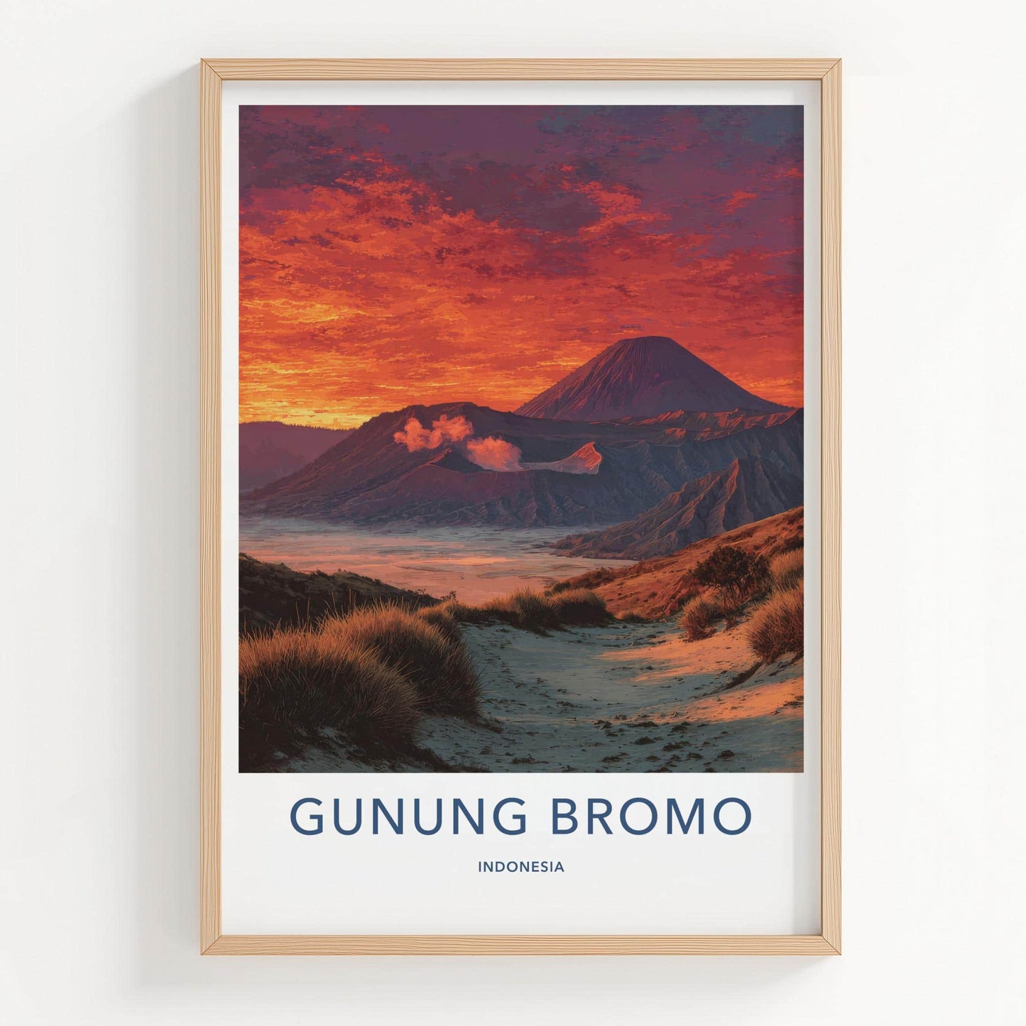 Gunung Bromo Poster - Indonesia Travel Print - Volcanic Sunrise Landscape Wall Decor