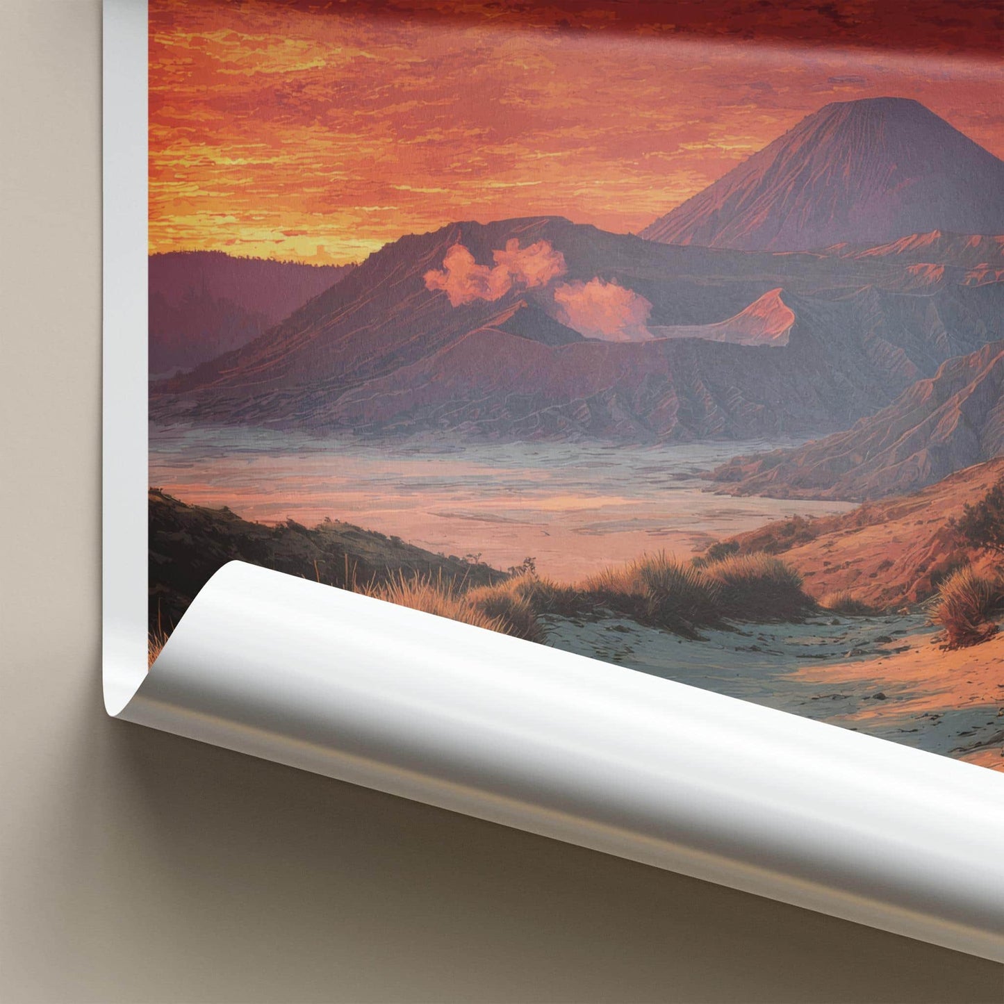 Gunung Bromo Poster - Indonesia Travel Print - Volcanic Sunrise Landscape Wall Decor