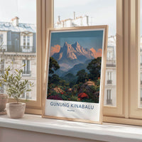 Gunung Kinabalu Poster - Malaysia Travel Art - Lush Mountain Vista Wall Decor