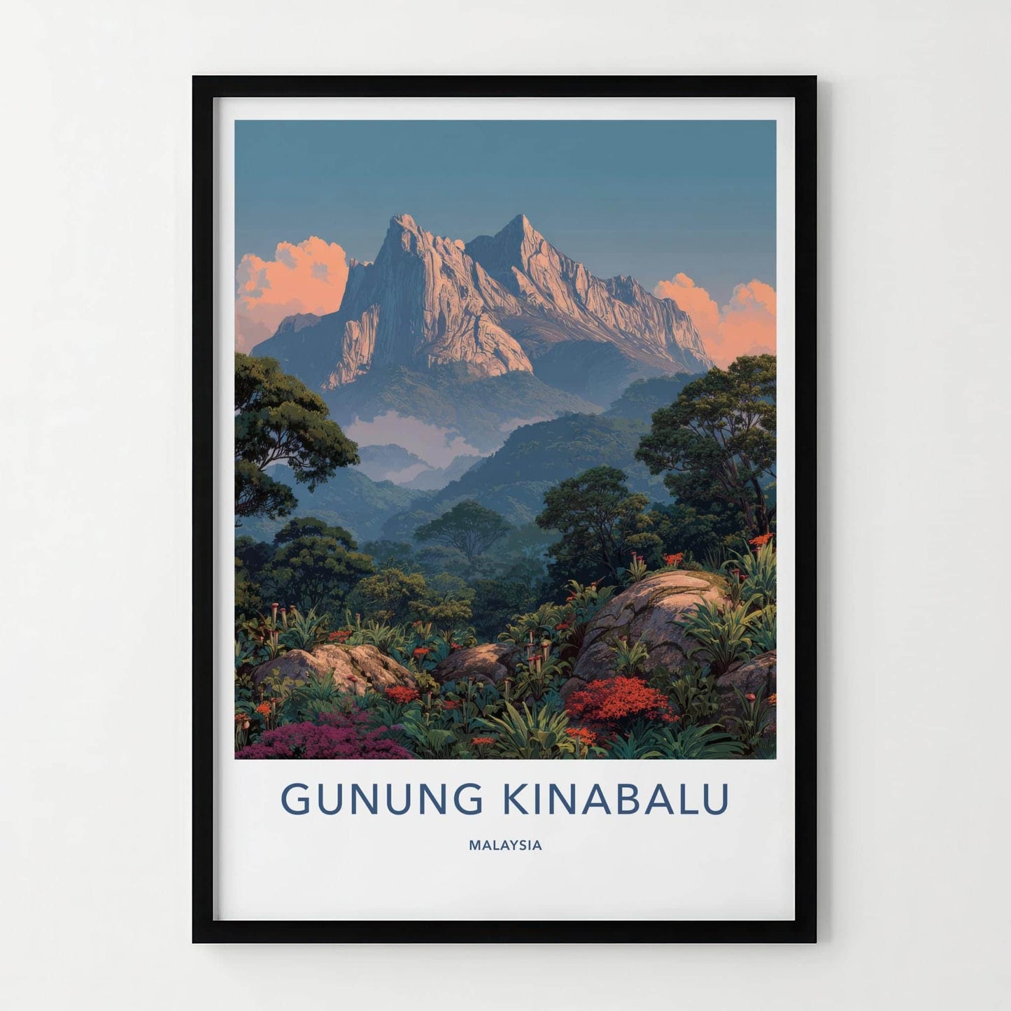 Gunung Kinabalu Poster - Malaysia Travel Art - Lush Mountain Vista Wall Decor