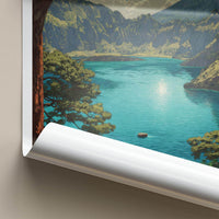 Gunung Rinjani Poster - Indonesia Travel Art - Serene Crater Lake Home Decor