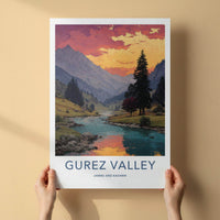 Gurez Valley Poster - India Fine Art - Jammu and Kashmir Red Sky River Gift