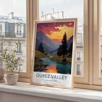 Gurez Valley Poster - India Fine Art - Jammu and Kashmir Red Sky River Gift