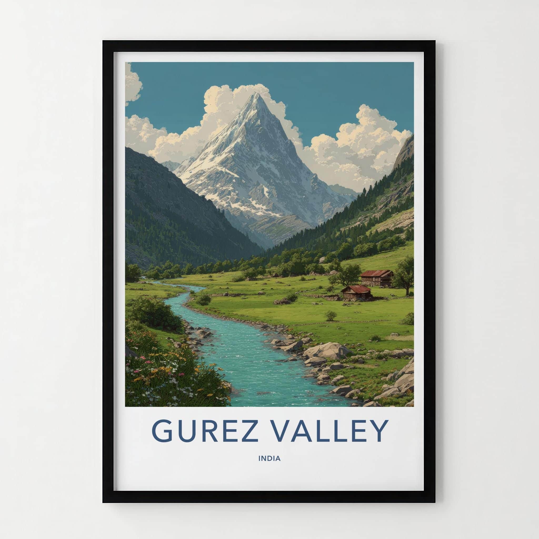 Gurez Valley Poster - India Fine Art - Jammu Kashmir Mountain River Valley Gift