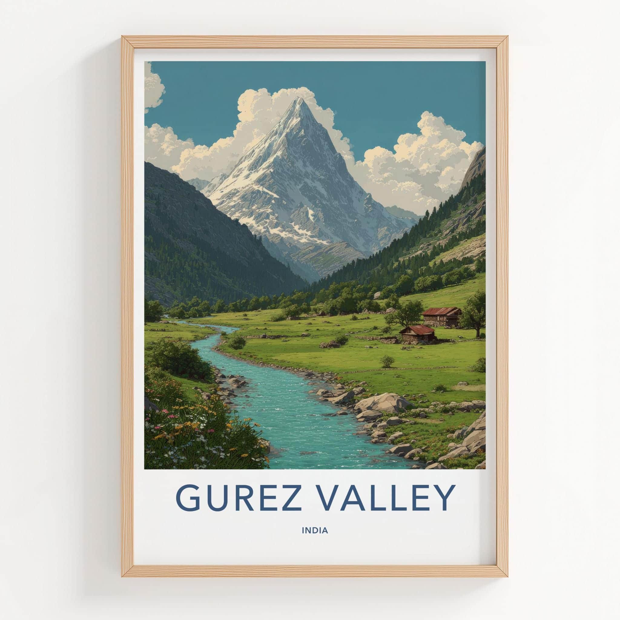 Gurez Valley Poster - India Fine Art - Jammu Kashmir Mountain River Valley Gift