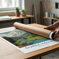 Gurez Valley Poster - India Travel Art - Jammu Kashmir Mountain River Home Decor