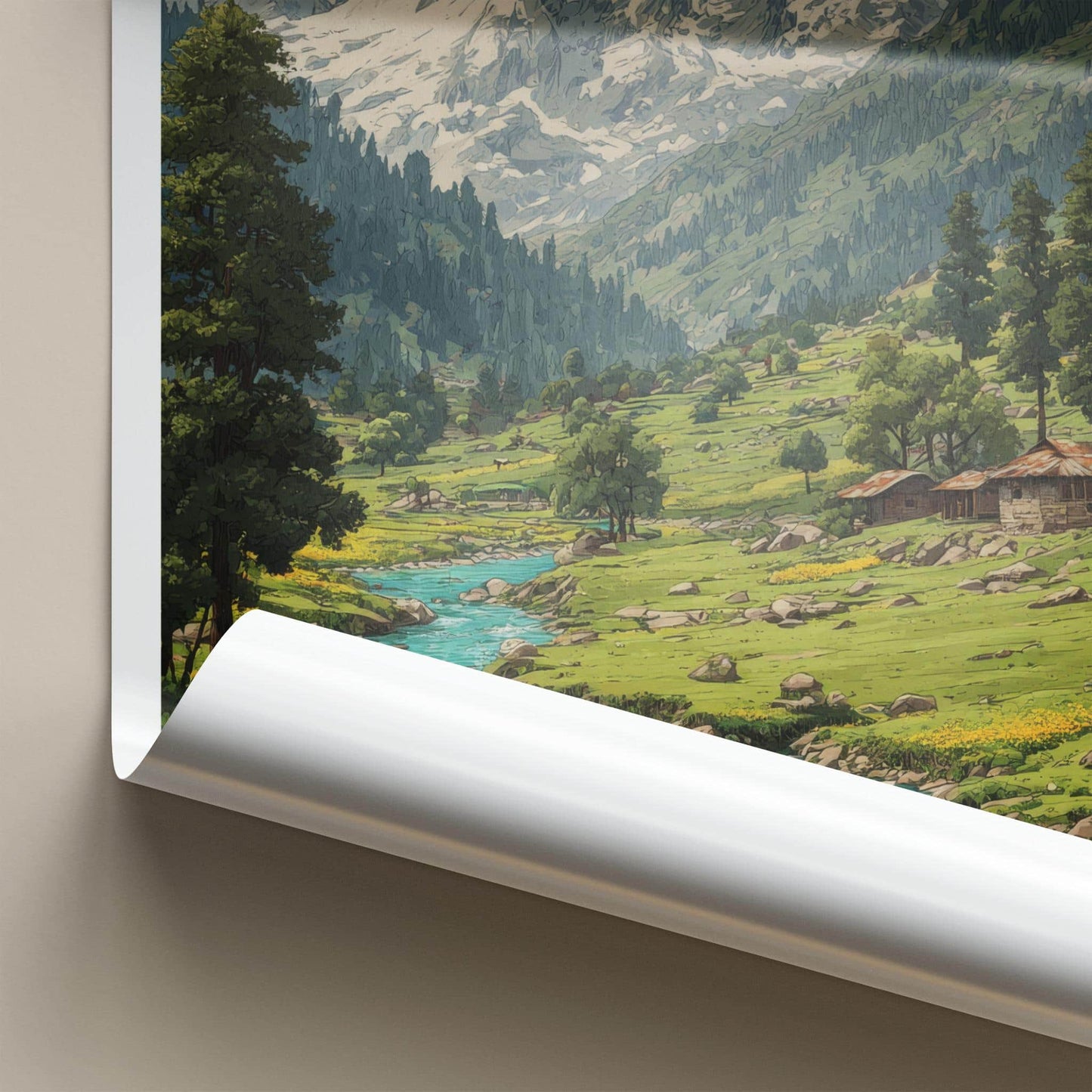 Gurez Valley Poster - India Travel Art - Jammu Kashmir Mountain River Home Decor