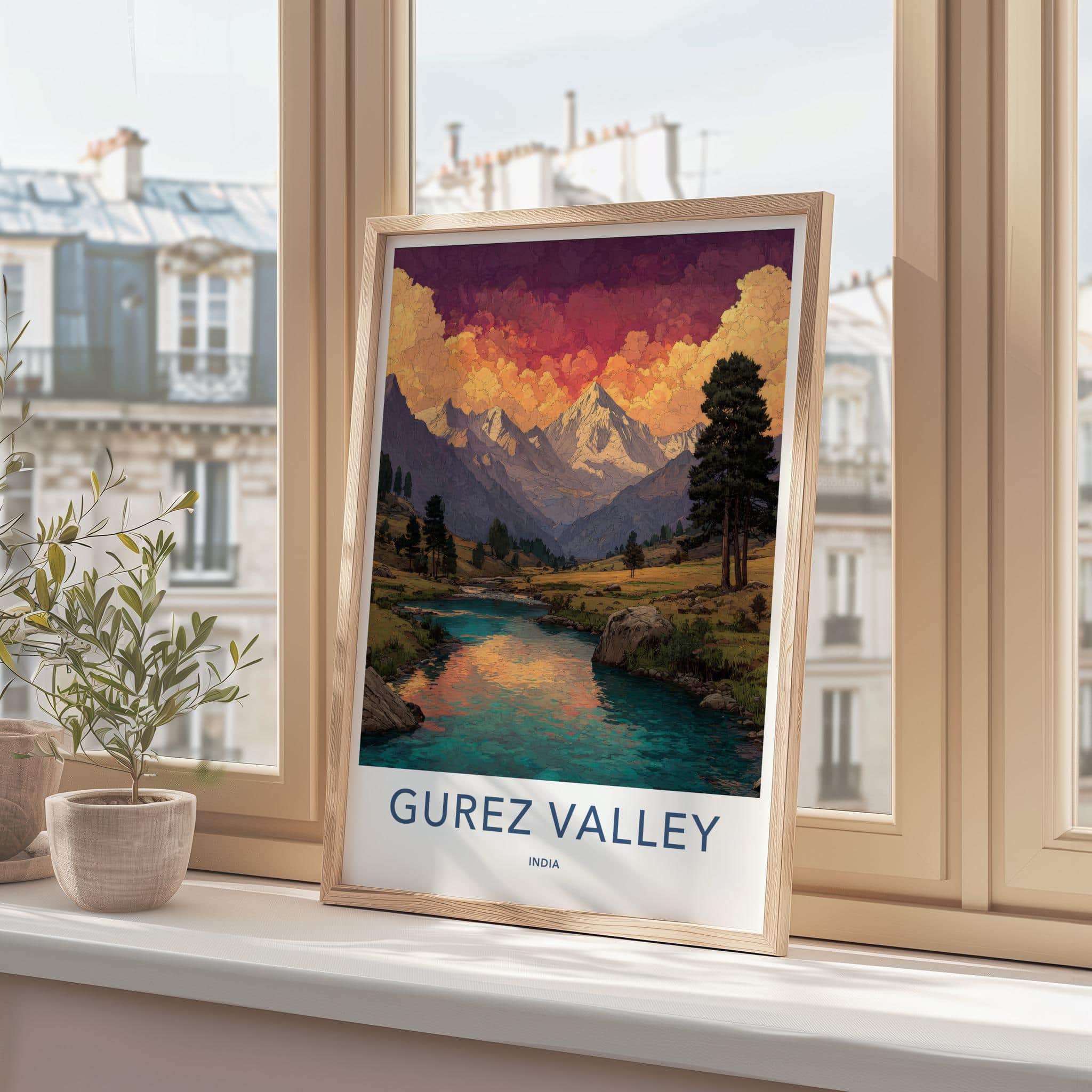 Gurez Valley Poster - India Wall Art - Jammu and Kashmir Valley River Peaks Gift