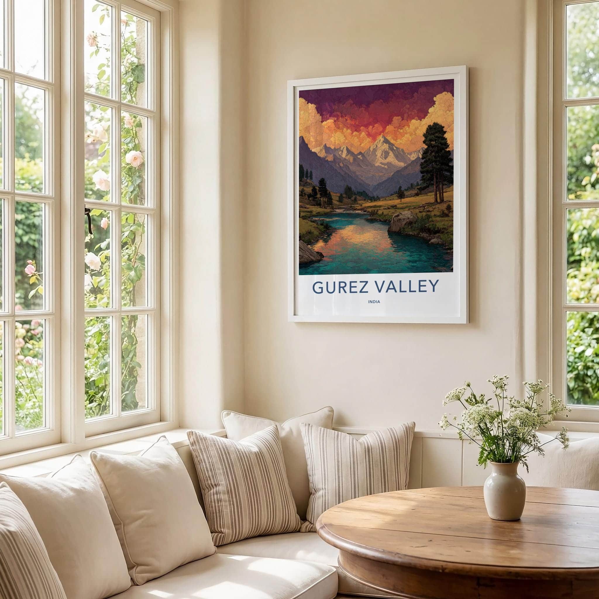 Gurez Valley Poster - India Wall Art - Jammu and Kashmir Valley River Peaks Gift