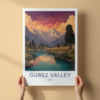 Gurez Valley Poster - India Wall Art - Jammu and Kashmir Valley River Peaks Gift