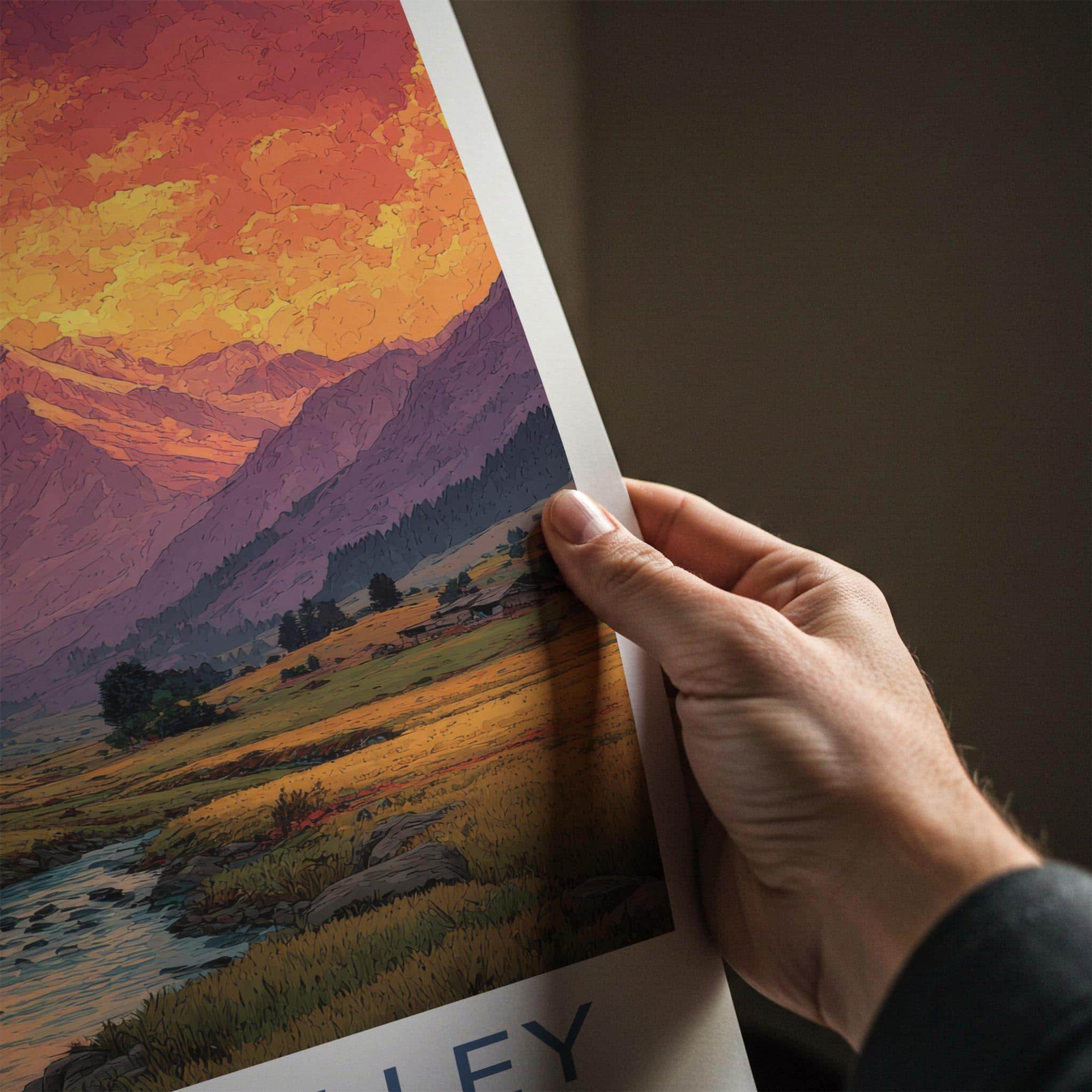 Gurez Valley Poster - India Wall Art - Jammu Kashmir Mountain River Sunset Gift