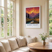 Gurez Valley Poster - India Wall Art - Jammu Kashmir Mountain River Sunset Gift
