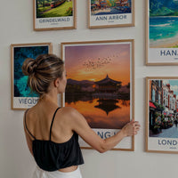 Gyeongju Poster - South Korea Art Print - Temple Lake Sunset Home Art