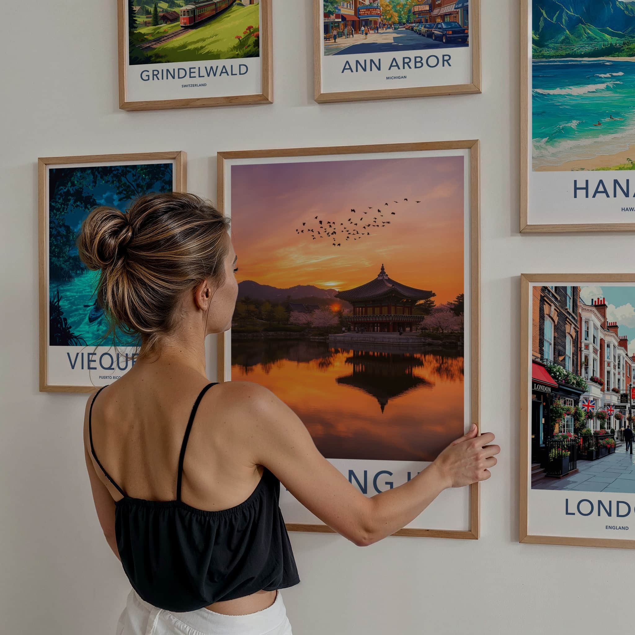 Gyeongju Poster - South Korea Art Print - Temple Lake Sunset Home Art