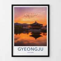 Gyeongju Poster - South Korea Art Print - Temple Lake Sunset Home Art