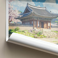 Gyeongju Poster - South Korea Travel Art - Ancient Temple Blossoms Home Decor
