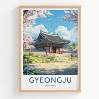 Gyeongju Poster - South Korea Travel Art - Ancient Temple Blossoms Home Decor